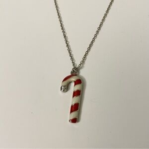 Candy Cane Stripe Christmas Charm Necklace